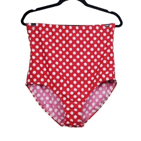 Swimsuits For All Red White Polka Dot High Waisted Bikini Swimsuit Size 16 NWT - Picture 8 of 10